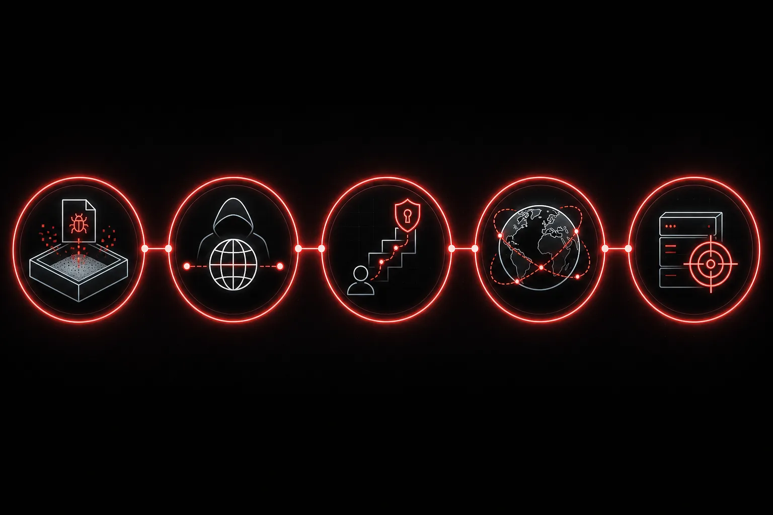 Five-stage kill chain from sandbox breakout to target platform